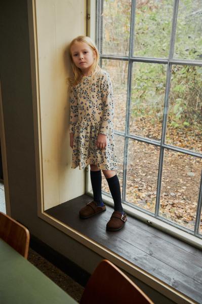 Printed Dress, Ecru/Royal blue - Fub