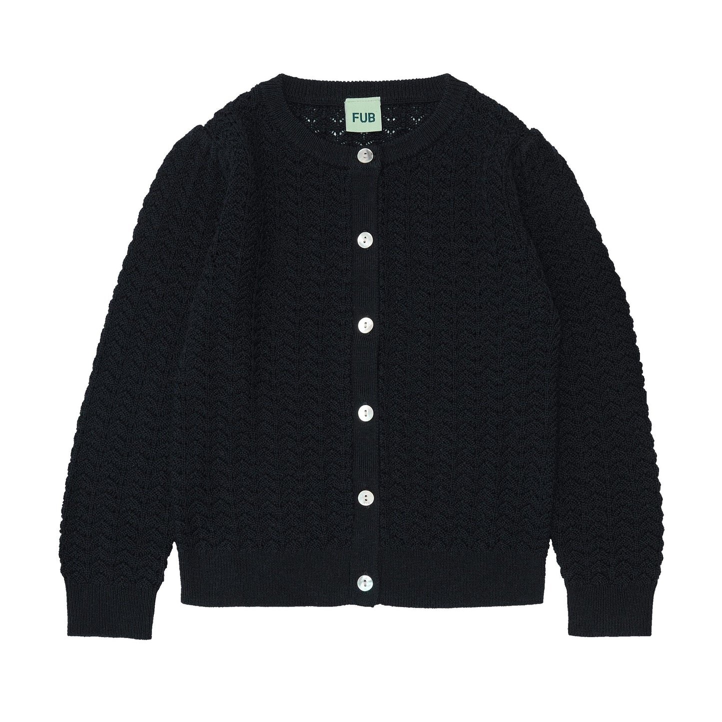 Pointelle Cardigan, Dark Navy - Fub