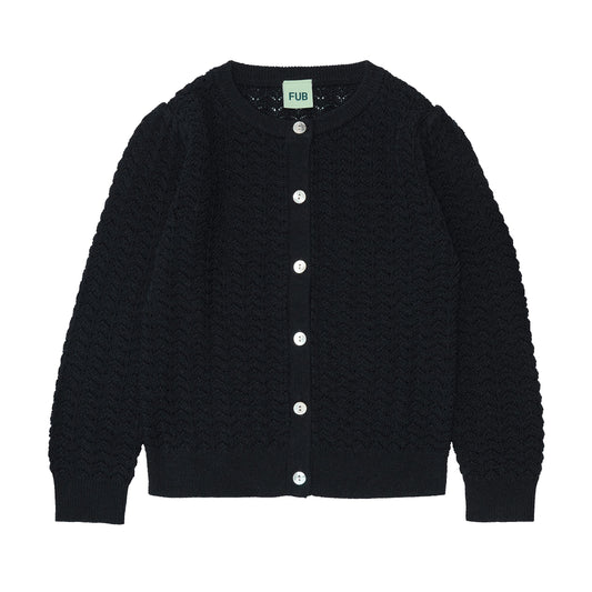 Pointelle Cardigan, Dark Navy - Fub