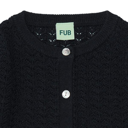 Pointelle Cardigan, Dark Navy - Fub