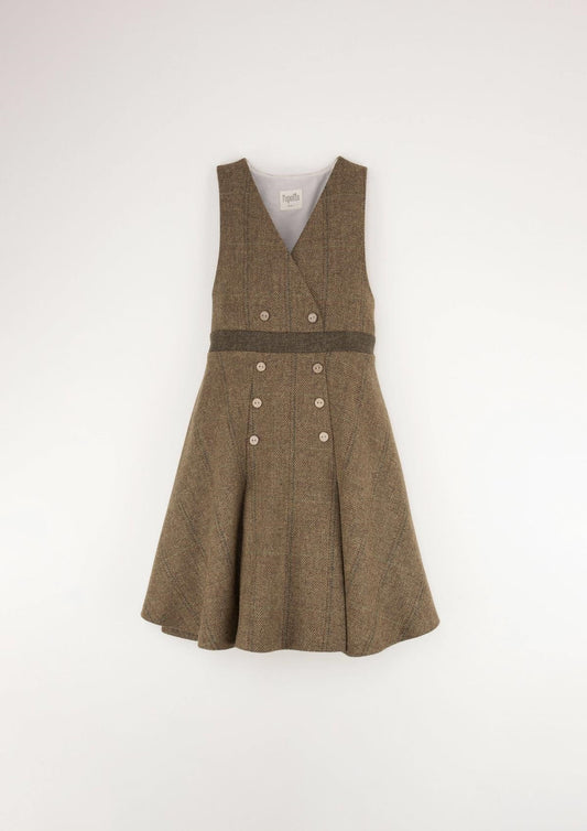 35.2 Green check woollen dress with pleats-Popelin