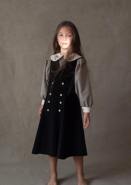 35.4 Black dress with pleats-Popelin