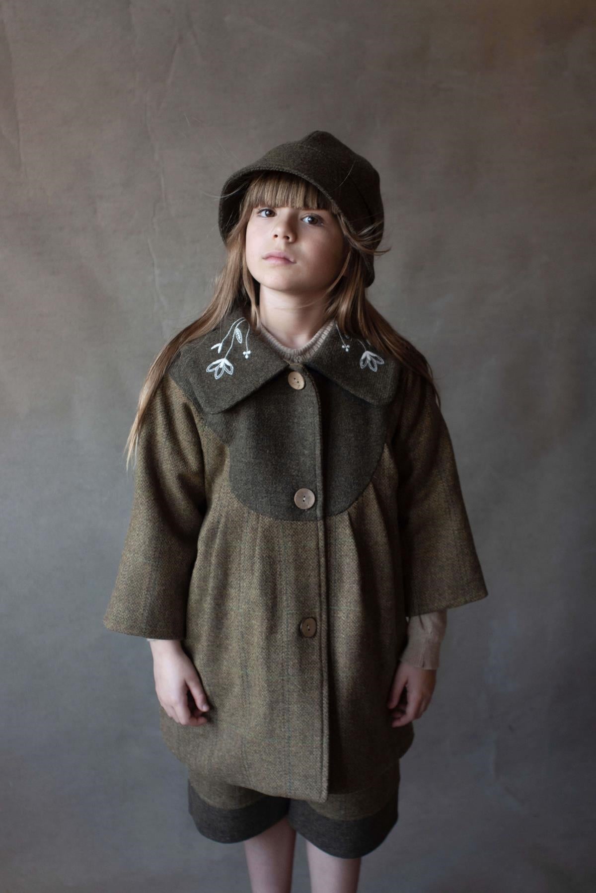 40.2 Green check woollen coat-Popelin