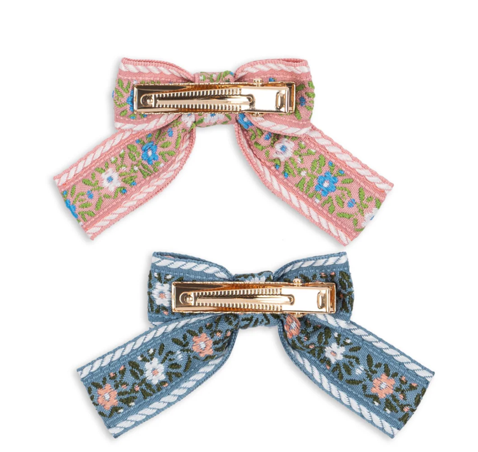 4 Pack Ribbon Bow Hair Clips - Sorbet- Konges Slojd