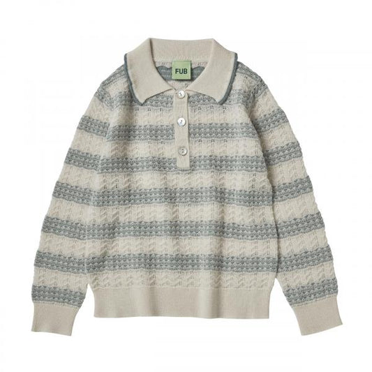 Pointelle Polo,ecru/misty green- Fub