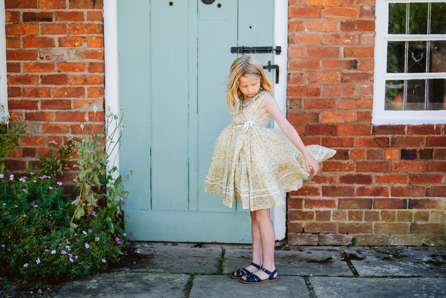 Amel Wrap Dress meadow floral in sherbert-Little Cotton Clothes