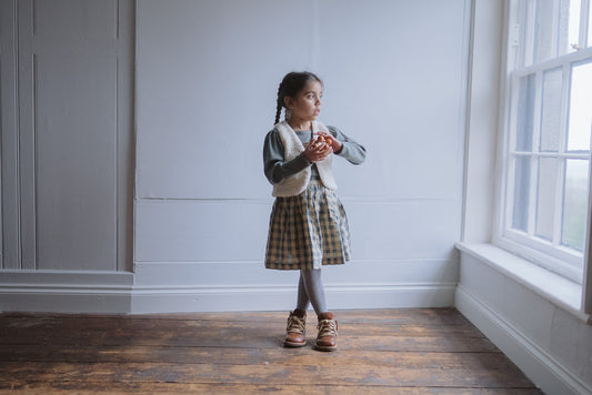 Organic Heidi Skirt ,Seersucker Gingham Fog-Little Cotton Clothes