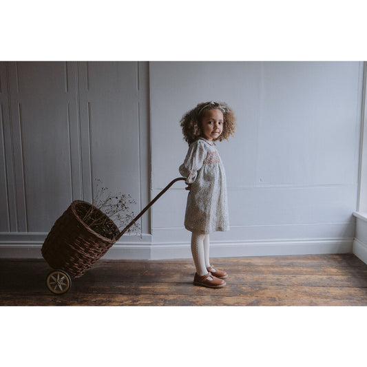 Organic Smocked Kate Dress,cowslip floral in fog-Little Cotton Clothes