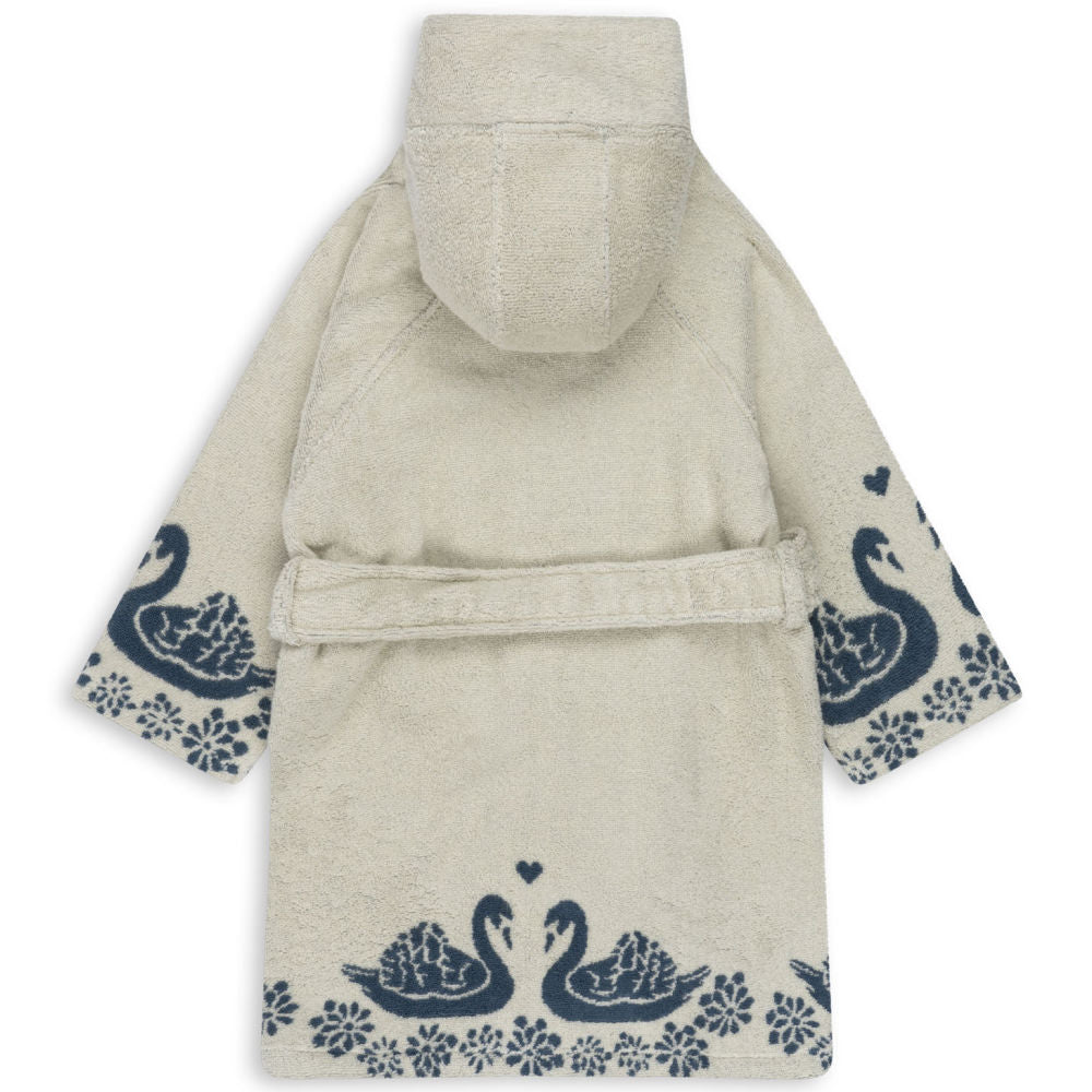 terry bathrobe jaquard gots ,swan- Konges Slojd