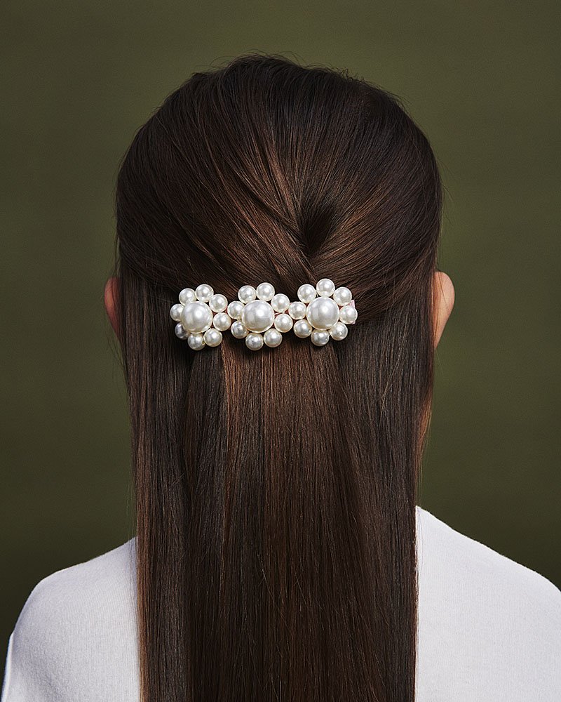 3 Pearl Flower row french clip -Milledeux