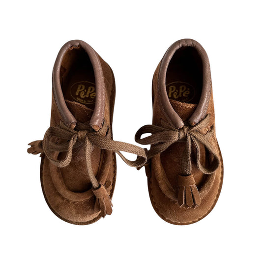 Dani Lace Up Shoes With Tassels in Caffe Suede- PèPè