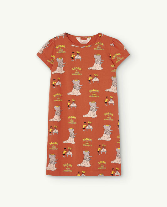 Babar Orange Flamingo Dress-Babar & The Animals