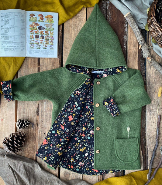 100% Wool Little Jungle Dark, Moss Green-Kleine Schobbejak