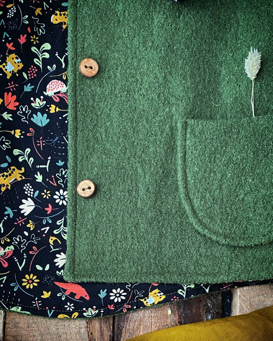 100% Wool Little Jungle Dark, Moss Green-Kleine Schobbejak