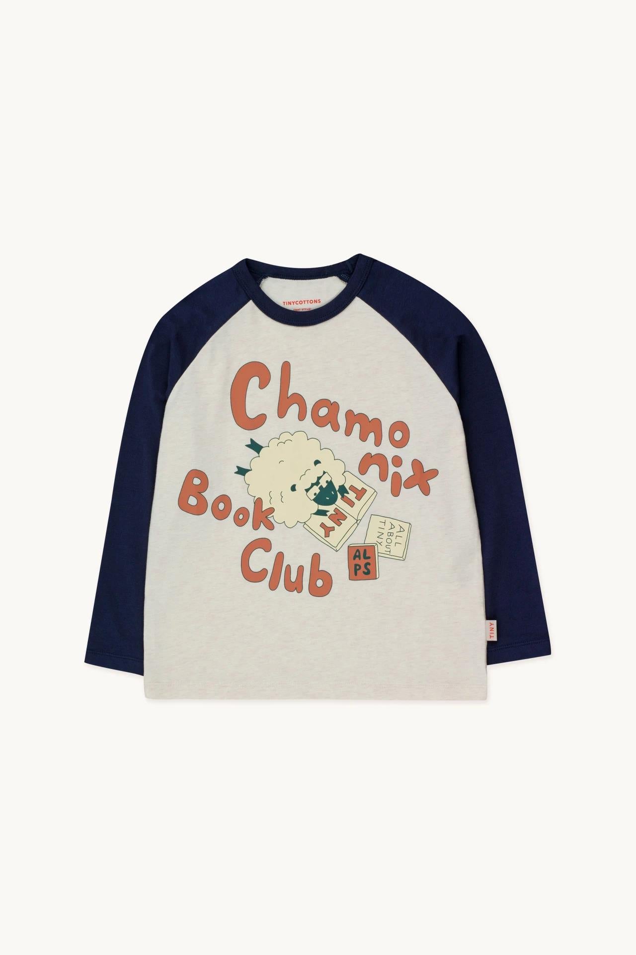 Book Club Tee, Light Cream Heather/Navy- Tiny Cottons