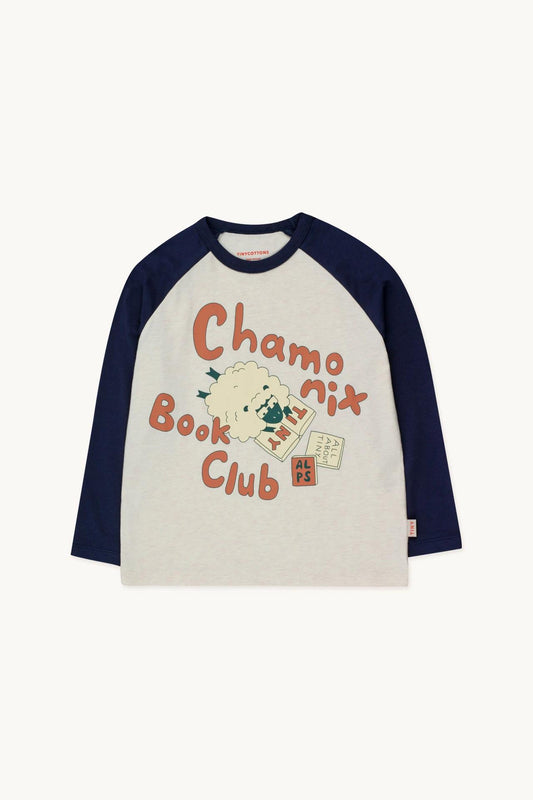 Book Club Tee, Light Cream Heather/Navy- Tiny Cottons