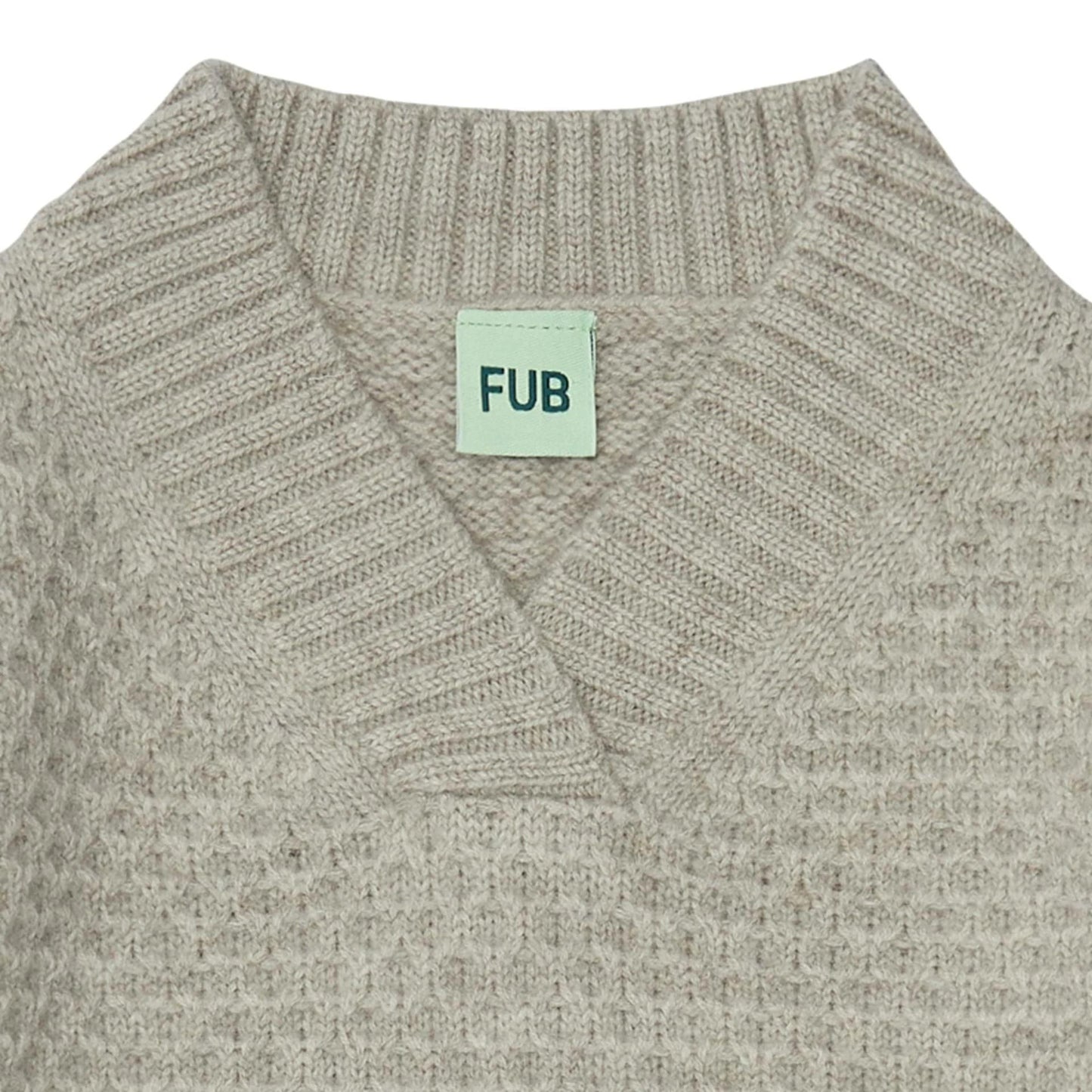 V-Neck Sweater ,Light Beige Melange- Fub