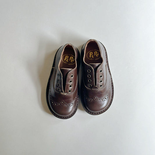 Eyelet-Detail Leather Brogue, Fondente- PèPè