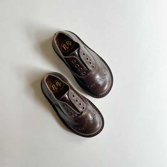 Eyelet-Detail Leather Brogue, Fondente- PèPè