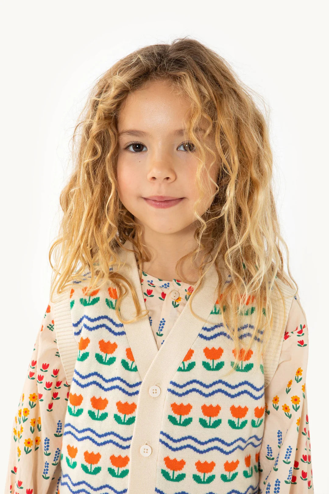 Flower Vest, Light Cream- Tiny Cottons