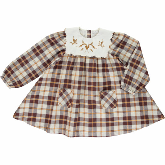 Louisa Dress, Nostalgia Check -Bebe Organic