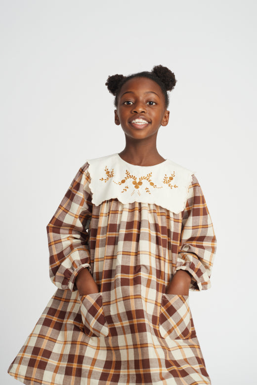 Louisa Dress, Nostalgia Check -Bebe Organic