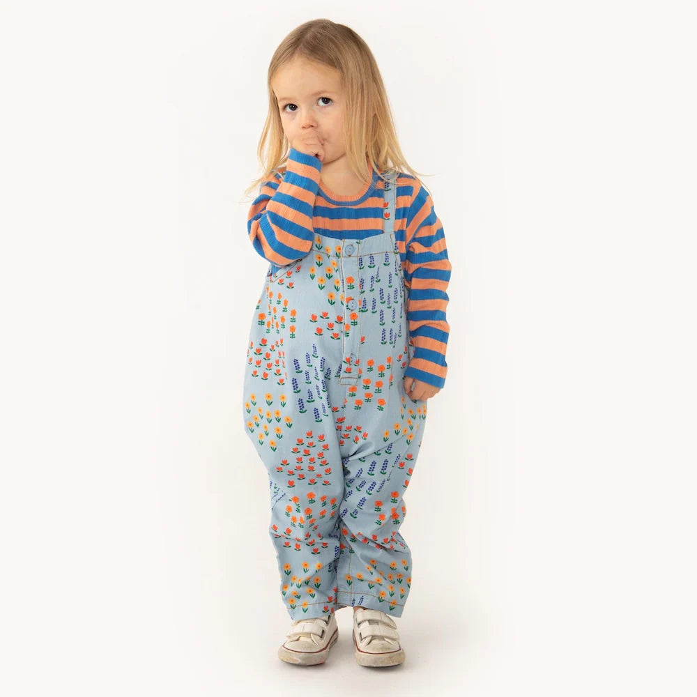 Garden Baby Dungaree ,Milky Blue- Tiny Cottons