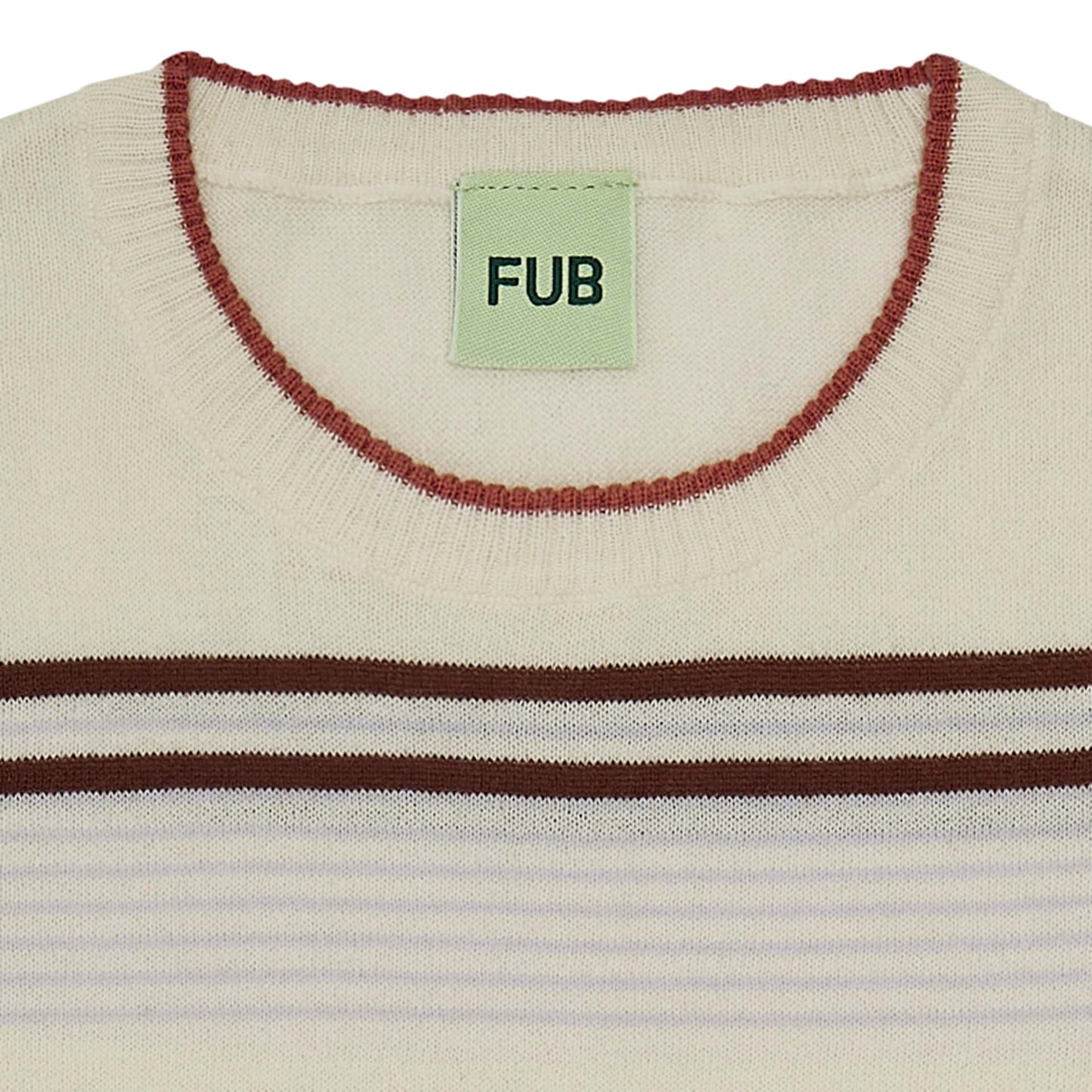 Striped T- Shirt, Ecru/Maroon - Fub