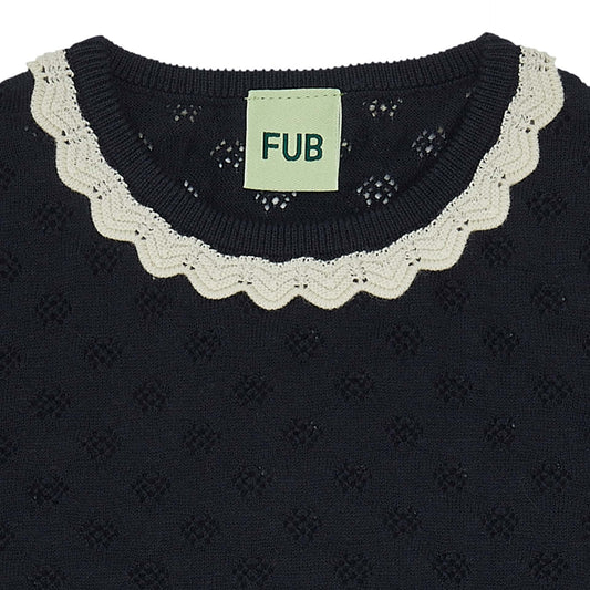 Pointelle T-shirt, Dark Navy - Fub