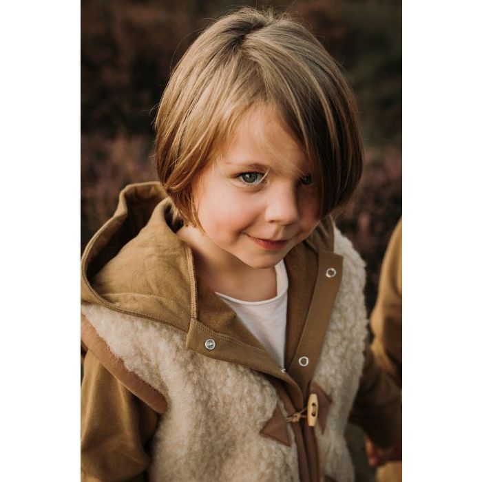 Wool Teddy Fleece Vest , Beige-Alwero