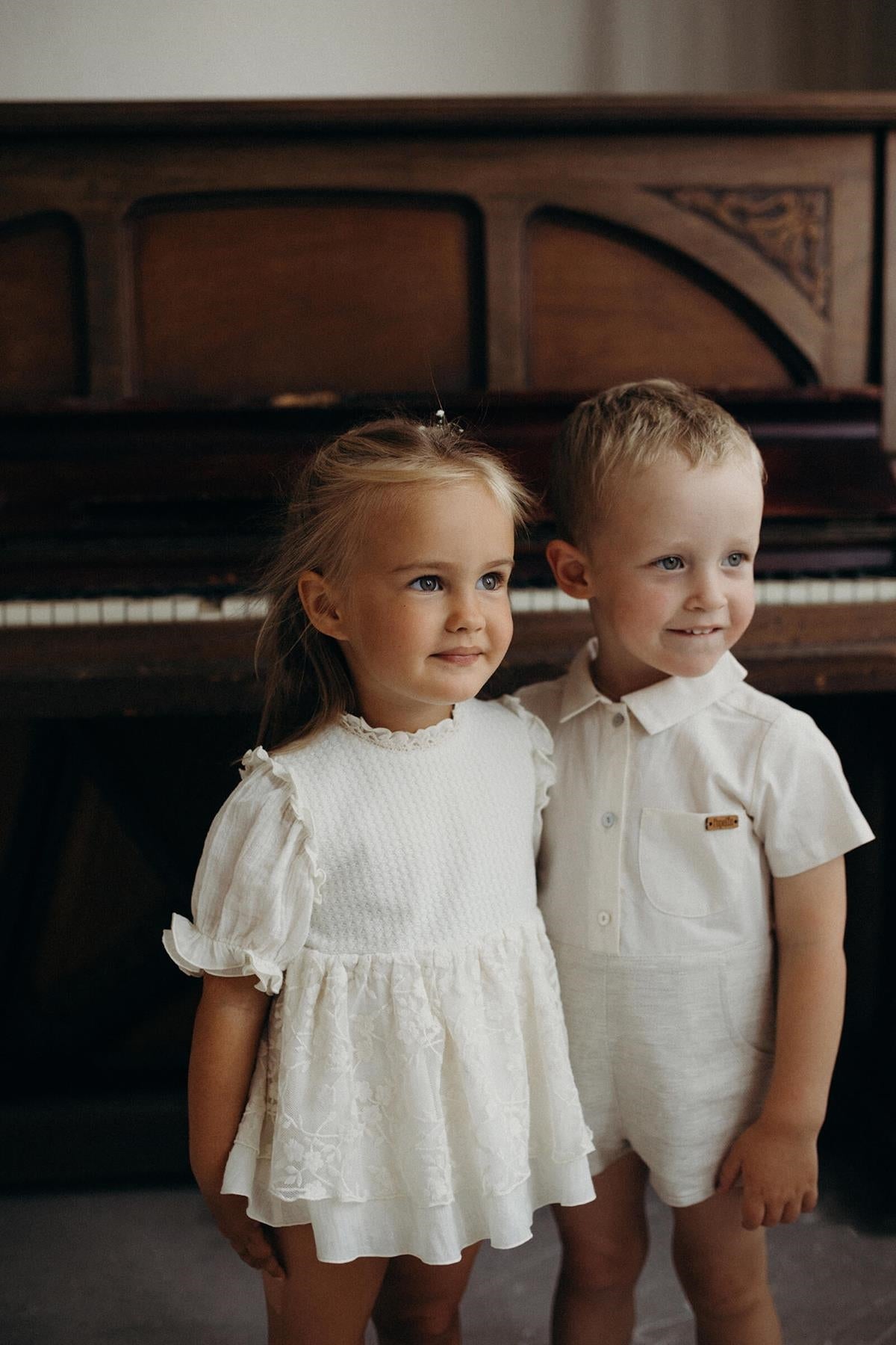 Special occasion dress-style romper suit with embroidered tulle-Popelin