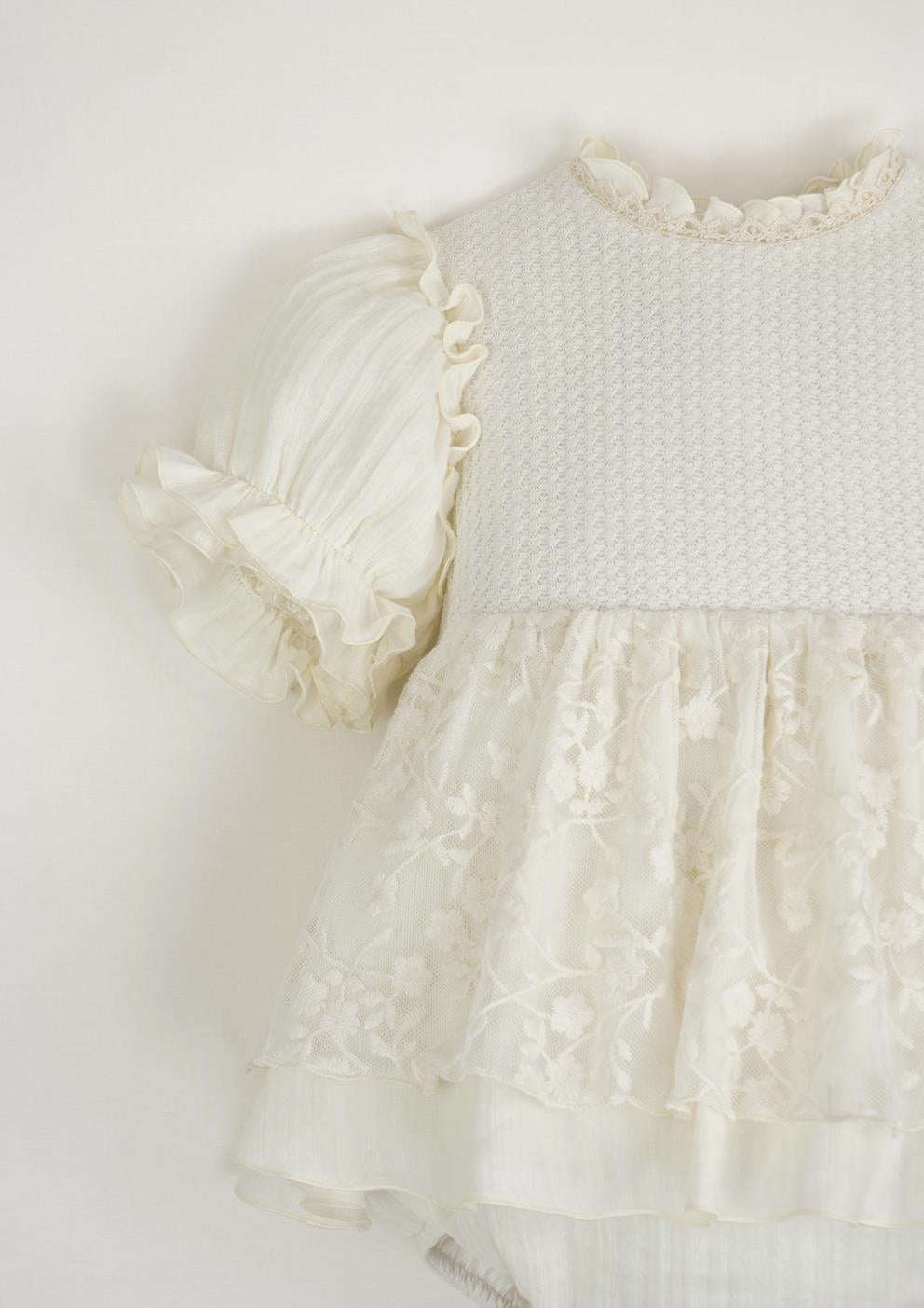 Special occasion dress-style romper suit with embroidered tulle-Popelin