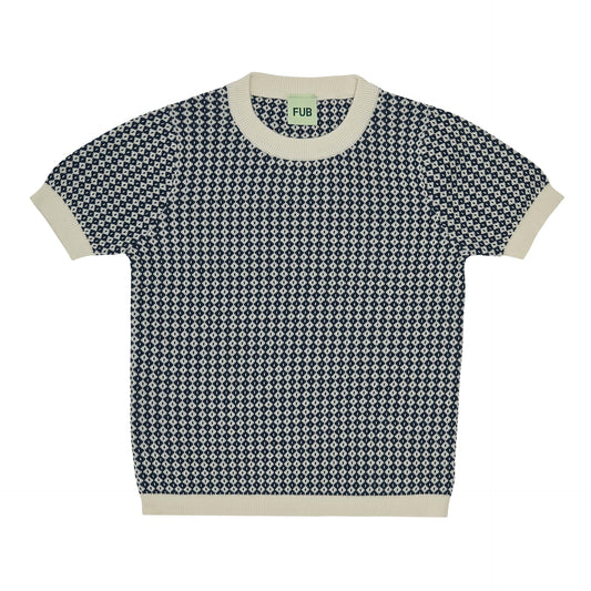 Jaquard Tee, ecru/dark navy- Fub