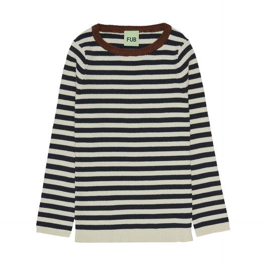 Striped Rib Blouse, ecru/dark navy- Fub