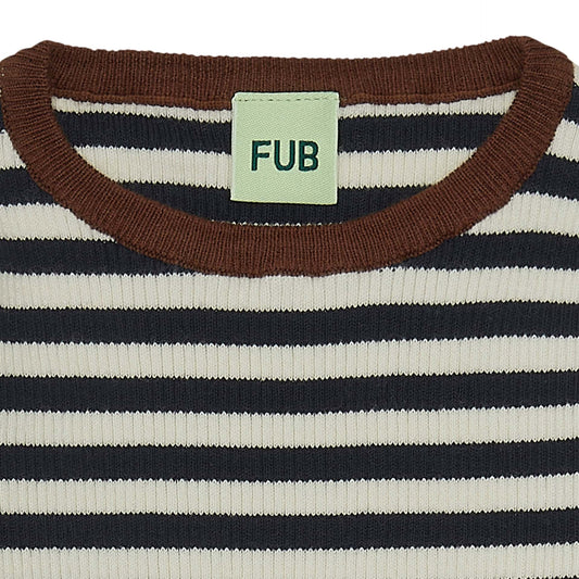 Striped Rib Blouse, ecru/dark navy- Fub