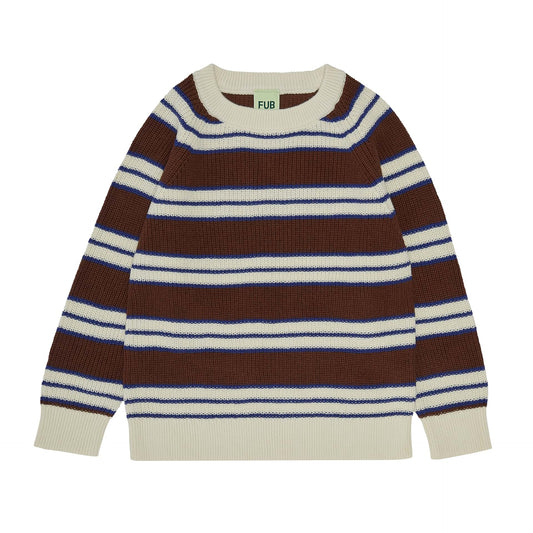 Rib Sweater, maroon/cobolt/ecru- Fub