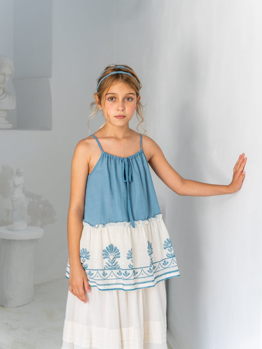 Blouse Aphrodite ,Blue Egeo- Belle Chiara