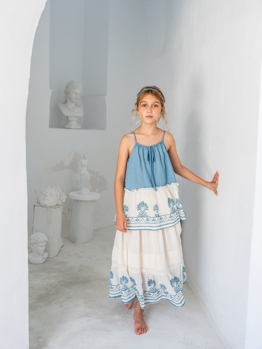 Blouse Aphrodite ,Blue Egeo- Belle Chiara