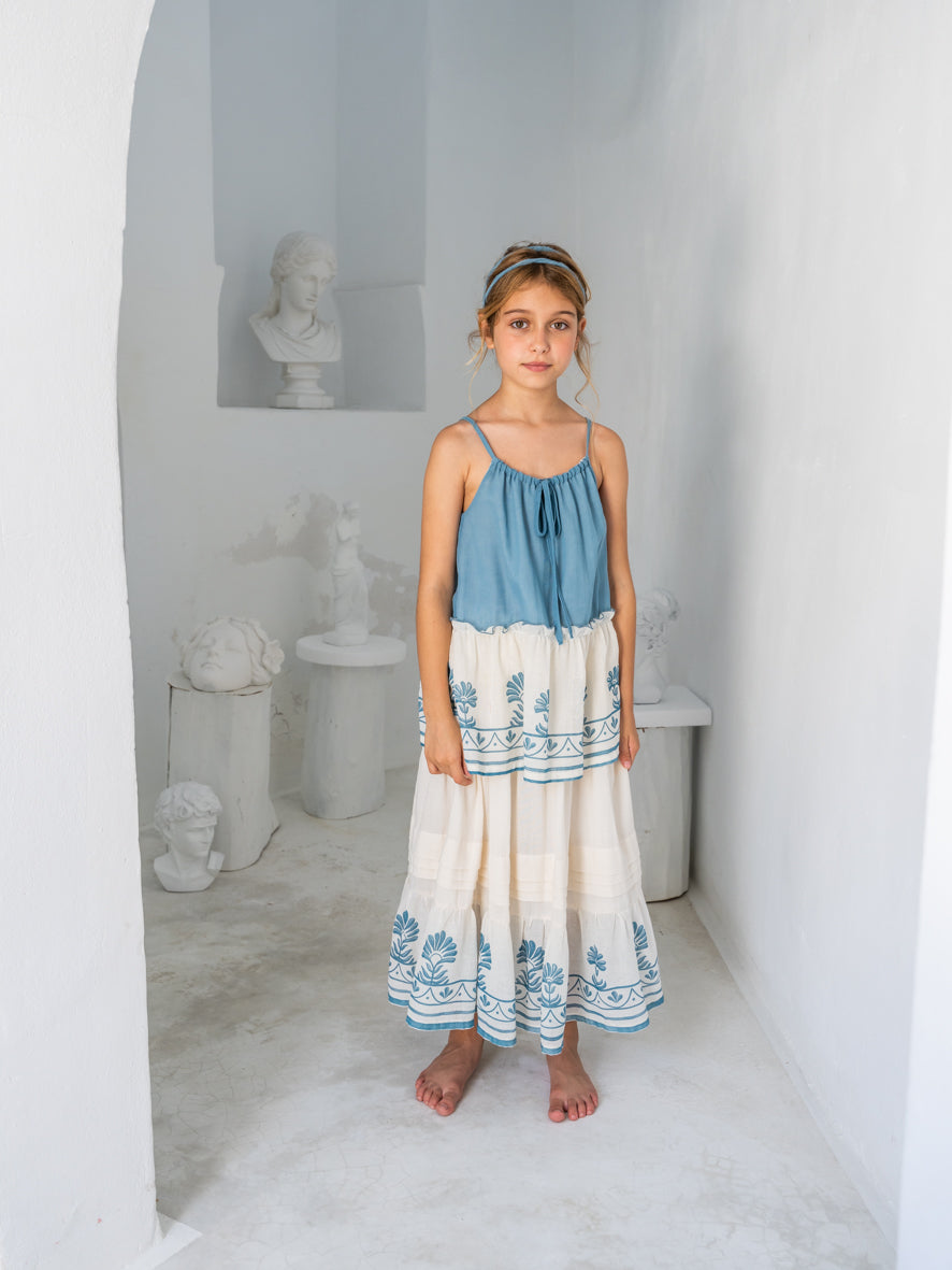 Blouse Aphrodite ,Blue Egeo- Belle Chiara