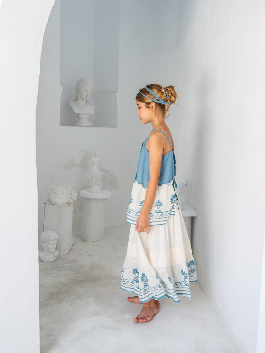Blouse Aphrodite ,Blue Egeo- Belle Chiara