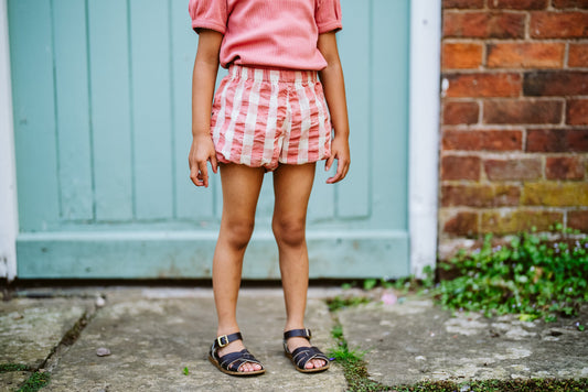 Poppy Bloomers seersucker gingham in seagrass-Little Cotton Clothes