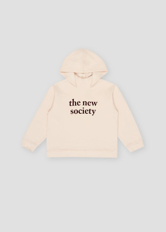 LOGO FLOCK HOODIE SAND-The New Society