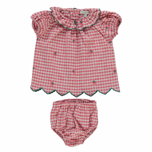 Clara Set Cherry Gingham-Bebe Organic