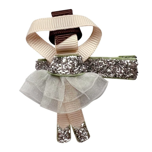 Ballerina alligator clip Silver Glitter-Milledeux