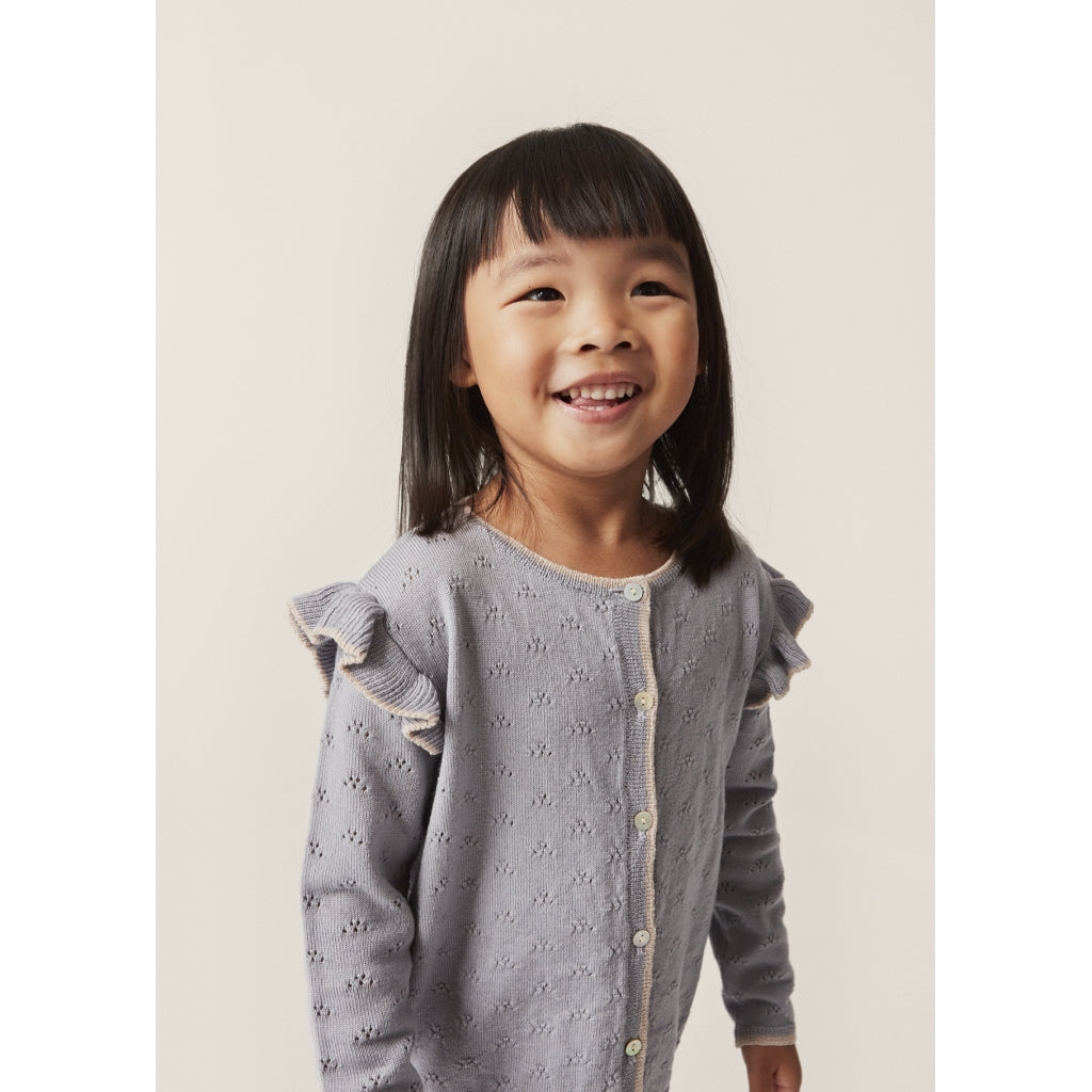 Valkan Pointelle Knit Cardigan ,Monument- Konges Slojd