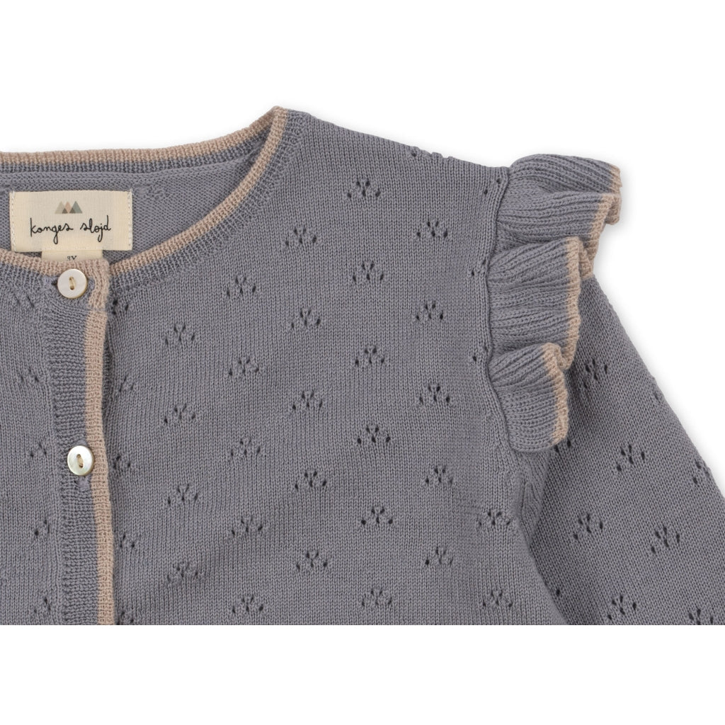 Valkan Pointelle Knit Cardigan ,Monument- Konges Slojd