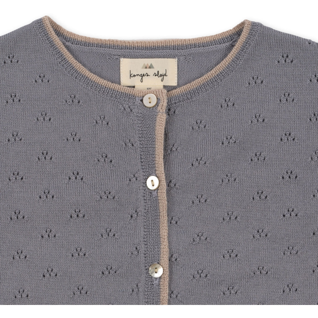 Valkan Pointelle Knit Cardigan ,Monument- Konges Slojd