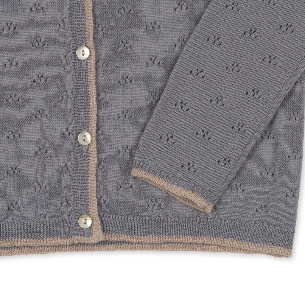 Valkan Pointelle Knit Cardigan ,Monument- Konges Slojd