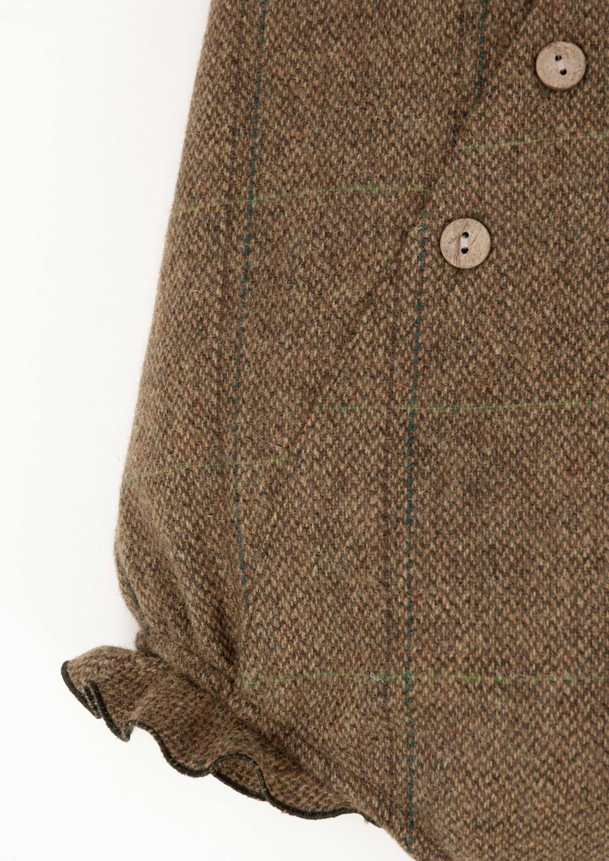 4.2 Green check woollen crossover romper suit-Popelin