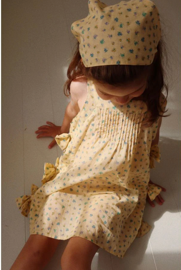 Pacey Bow Dress, Bloomie Butter- Konges Slojd